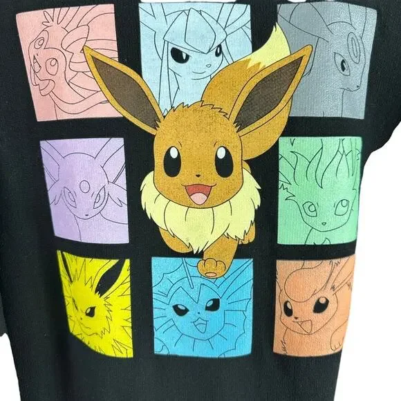 Pokemon Eevee Evolutions Hoodie Black Adult Medium Graphic Pullover  Nintendo - Picture 2 of 5